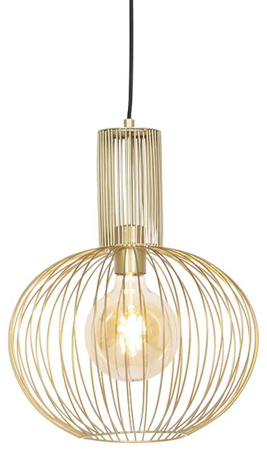 Zestaw 5 designerskich lamp wiszących złotych - WiresDesignerski Oswietlenie wewnetrzne