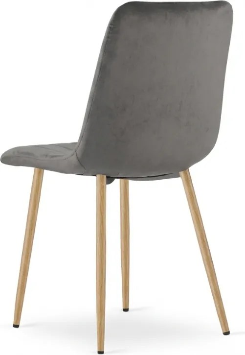 Szare aksamitowe krzesło LAVA PEWTER GREY