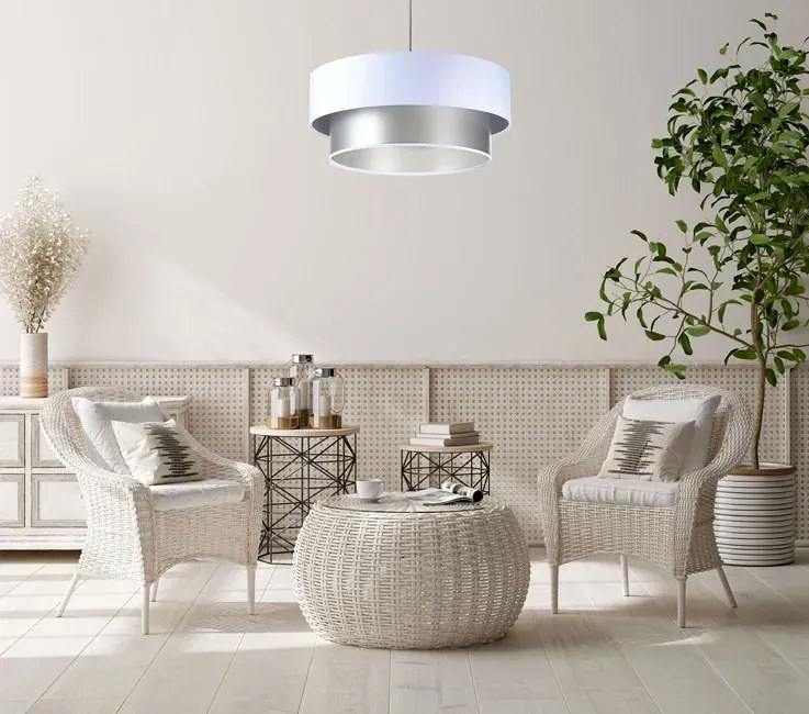 Srebrno-biała nowoczesna lampa wisząca - S420 D6-P44