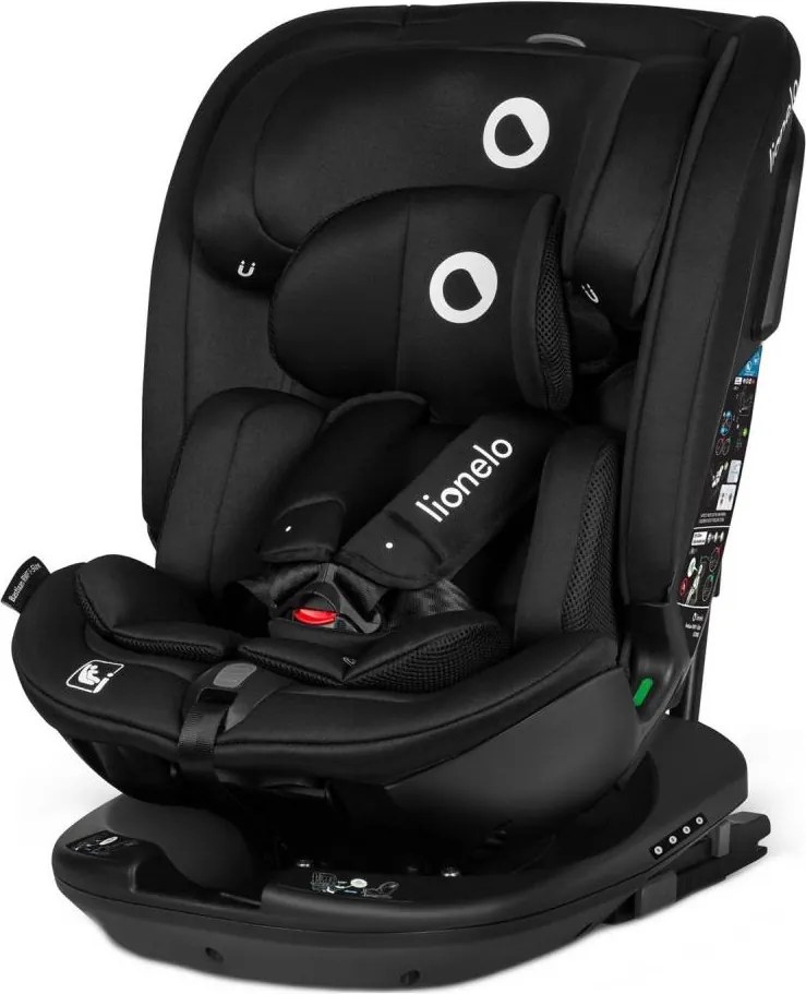 Lionelo - Obrotowy fotelik samochodowy z bazą BASTIAAN i-Size 40-150 cm Czarny Carbon