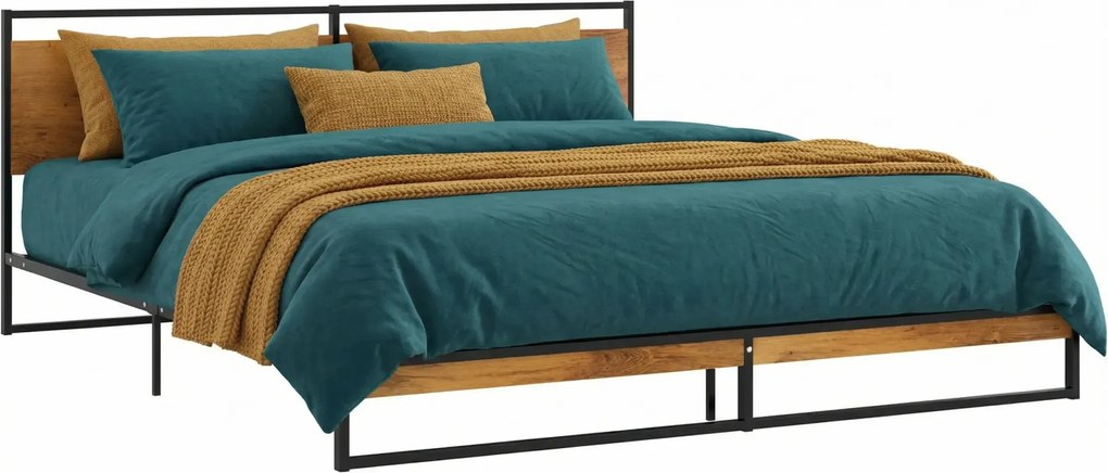 Czarne industrialne łóżko z metalu 200x200 cm Z9-T71