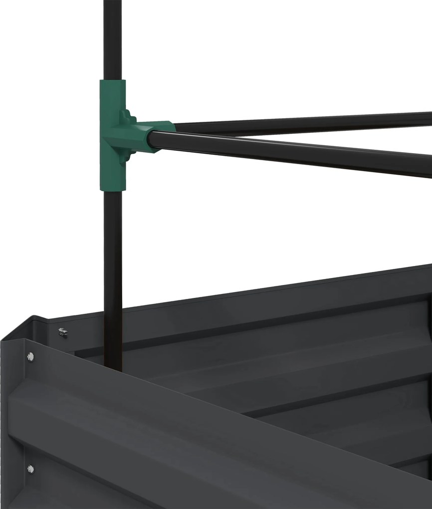 Outsunny Grządka z kratą podporową, skrzynka z podporą, otwarte dno, odporna na warunki pogodowe, 61 cm x 61 cm x 140 cm, ciemnoszary | Aosom PL