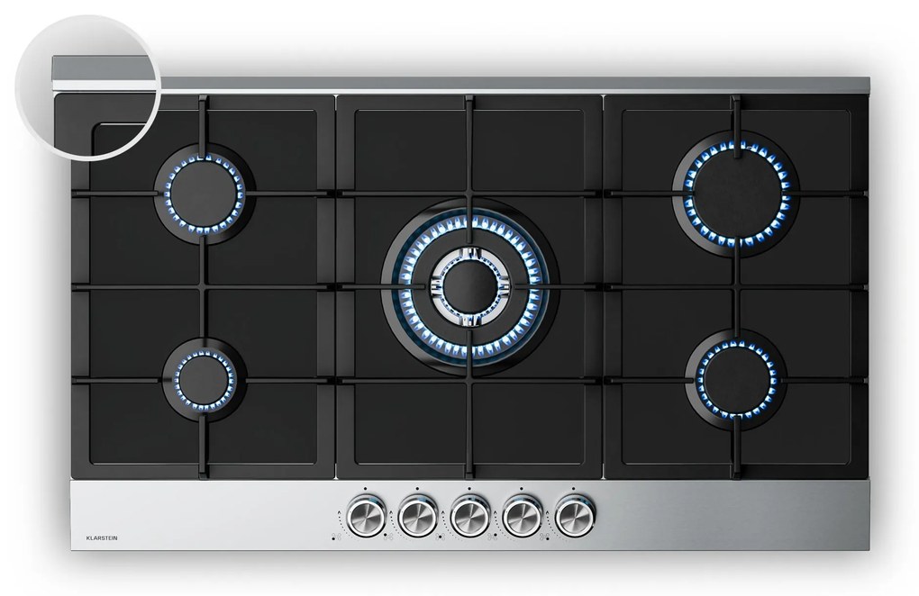 Klarstein Verosteel 90cm Płyta gazowa 5 palników Srebrny