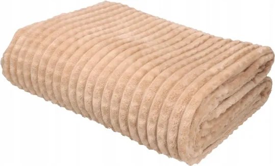 Koc beżowy 200x220cm mikrofibra przytulny kostka miękki narzuta lekki modny