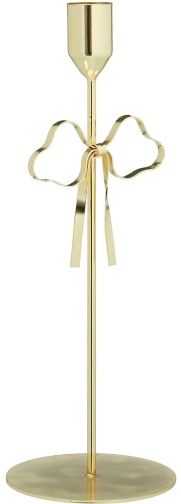Świecznik metalowy, pozłacany, 25 cm