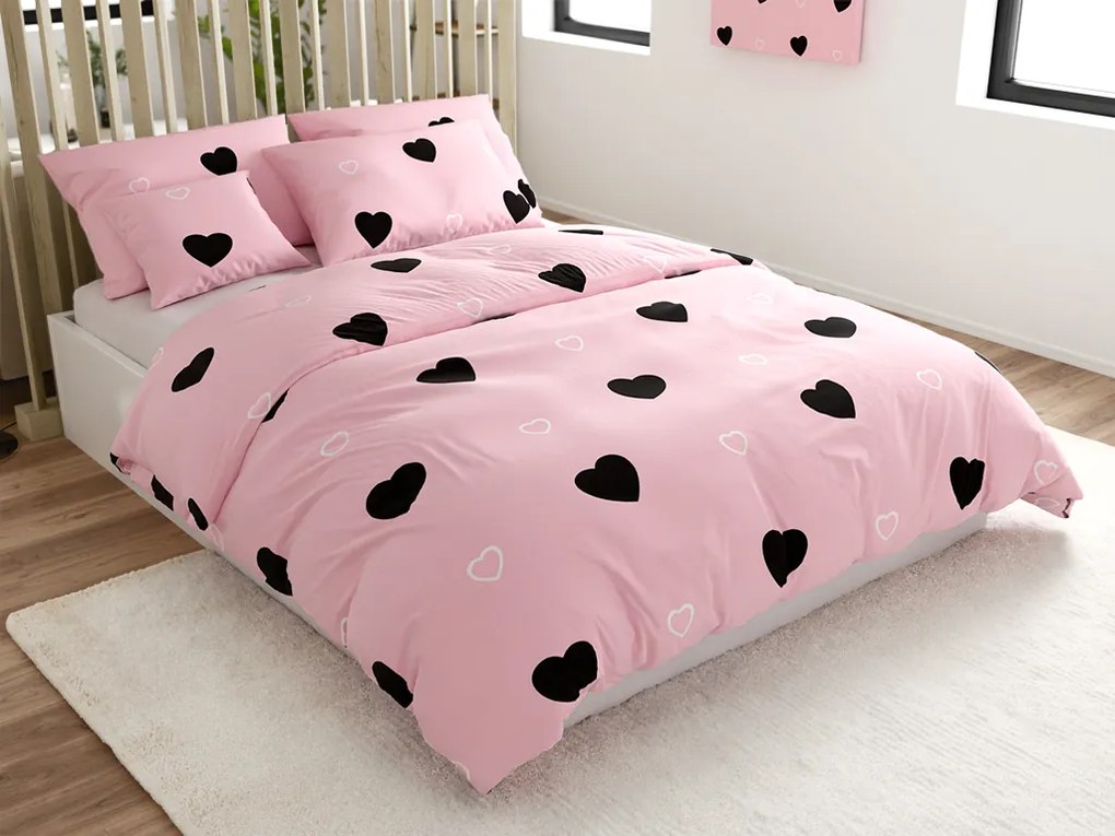 PrzytulneMieszkanie.pl PrzytulneMieszkanie.pl Pościel bawełniana CORAZON BLEND różowa Rozmiar pościeli: 2 szt 70 x 90 cm | 200 x 220 cm