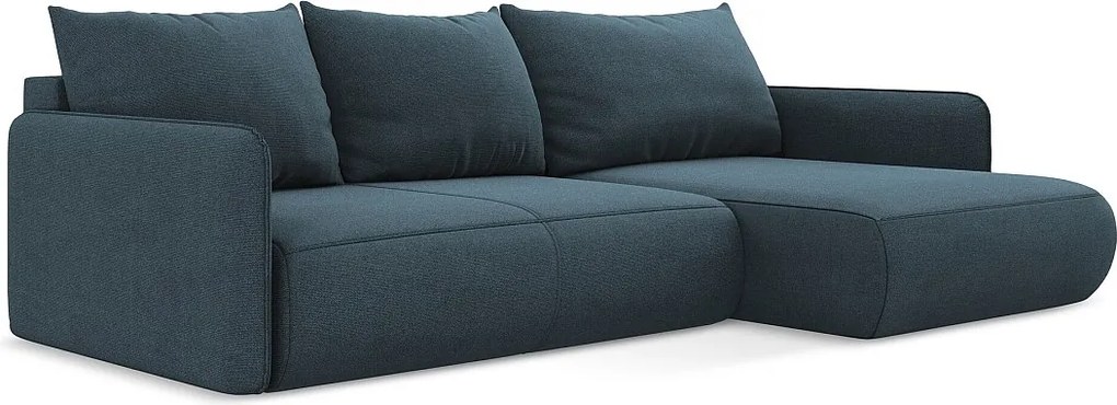 Narożnik prawostronny z funkcją spania - z tkaniny strukturalnej - jeans - NANEA