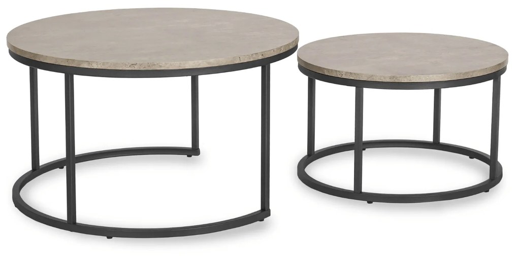 Zestaw Stolików Kawowych ROCKY MAX 60 cm/80 cm Szary Beton Nowoczesny Loft