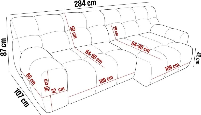 Sofa COCOON Big Sofa z elektryczną regulacją siedziska w tkaninie DressME 05 WERSAL