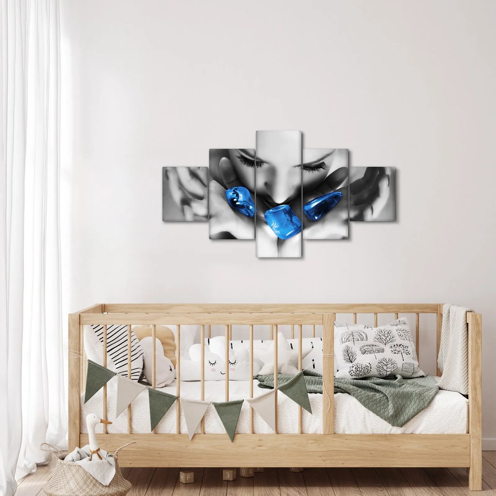 Obraz portretu kobiety z kamieniami (125x70 cm)