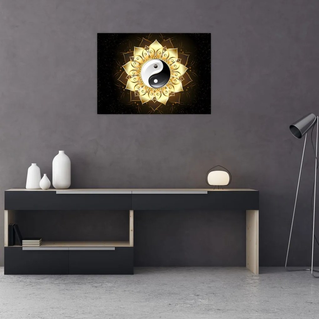 Obraz - Złoty Yin-Yang (70x50 cm)