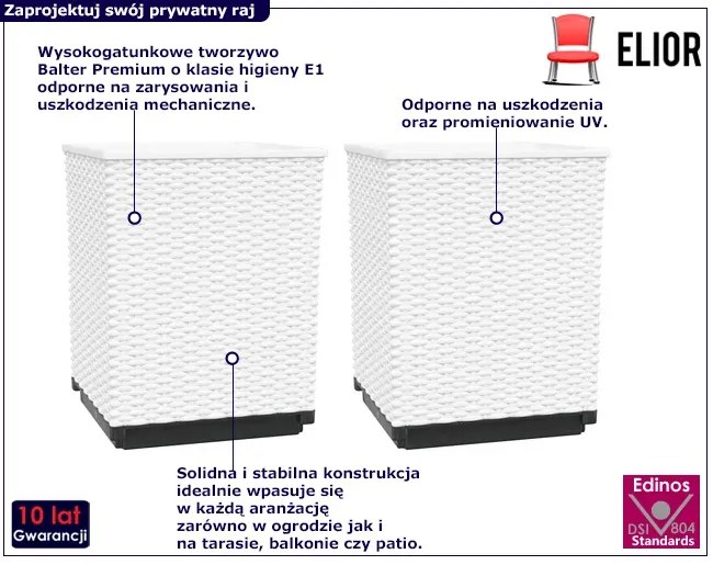 Zestaw 2 białych donic ogrodowych - Rabor