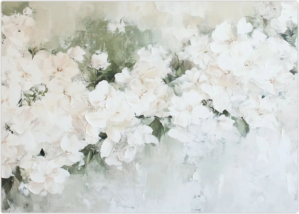 Obraz na szkle - Abstrakcja białych kwiatów (70x50 cm)