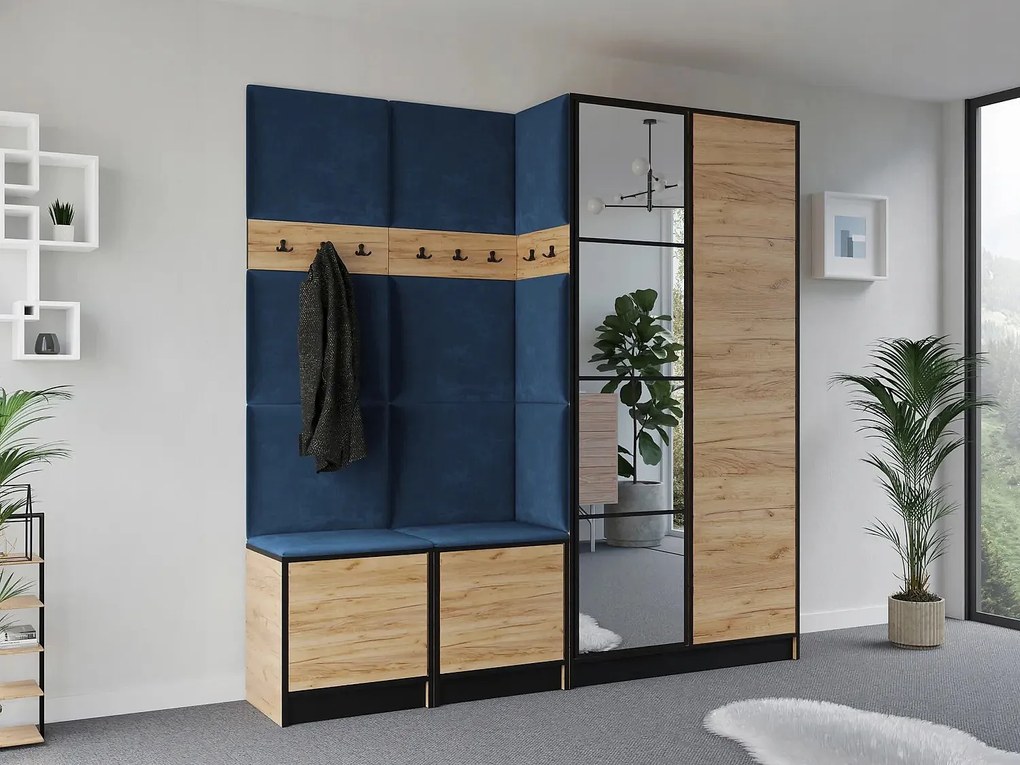 Garderoba EDEN 21 Dąb Craft Złoty + Niebieski