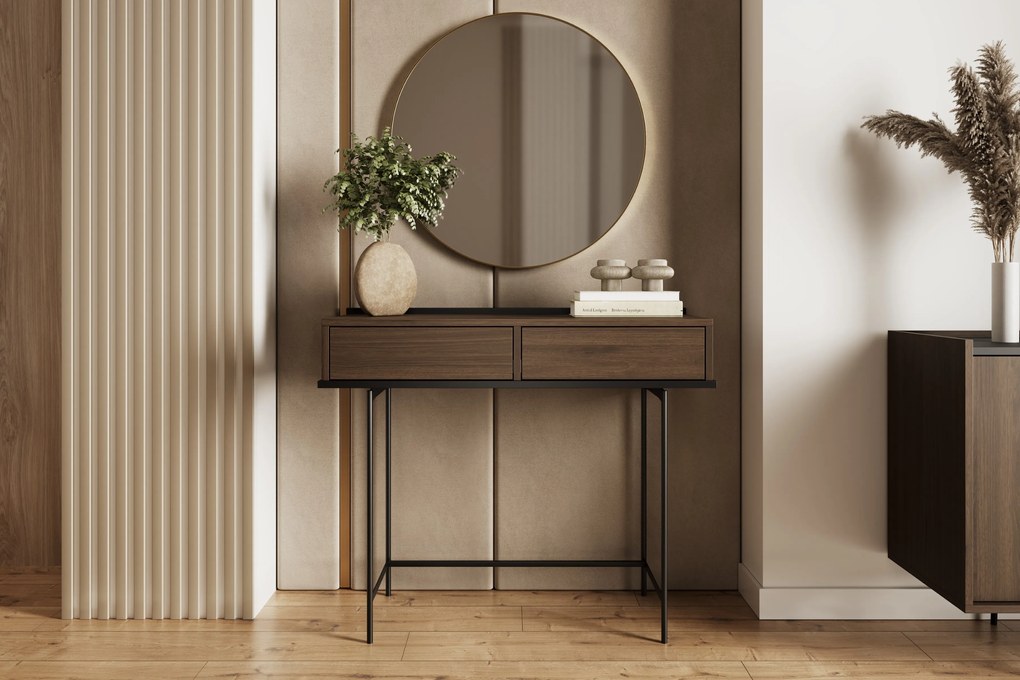 Konsola Zenar 100 cm z szufladami - orzech elegant / czarny