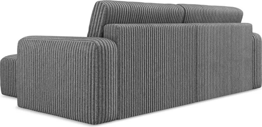 Szary sztruksowy rozkładany/ze schowkiem narożnik (prawostronny/z szezlongiem) Kona – Makamii