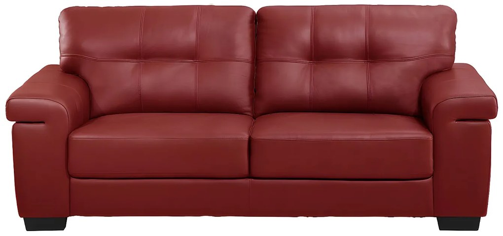 Kanapa 3-osobowa ze skóry  HAZEL - Kolor: czerwony