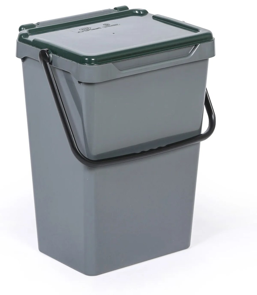 Kosz plastikowy na śmieci do segregacji, 35 l, szary + ciemnozielony