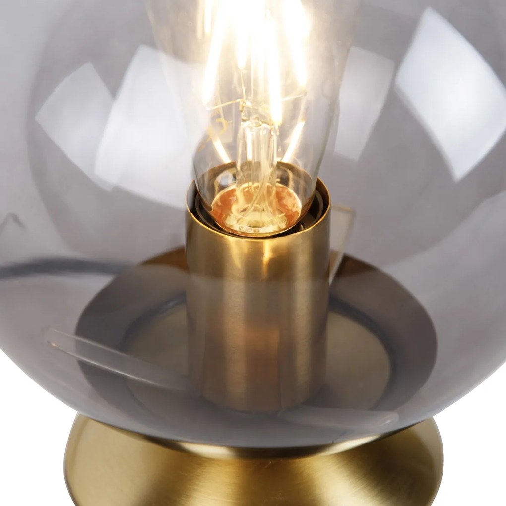 Lampa stołowa art deco mosiądz z dymionym szkłem - Pallon ArtDeco Oswietlenie wewnetrzne