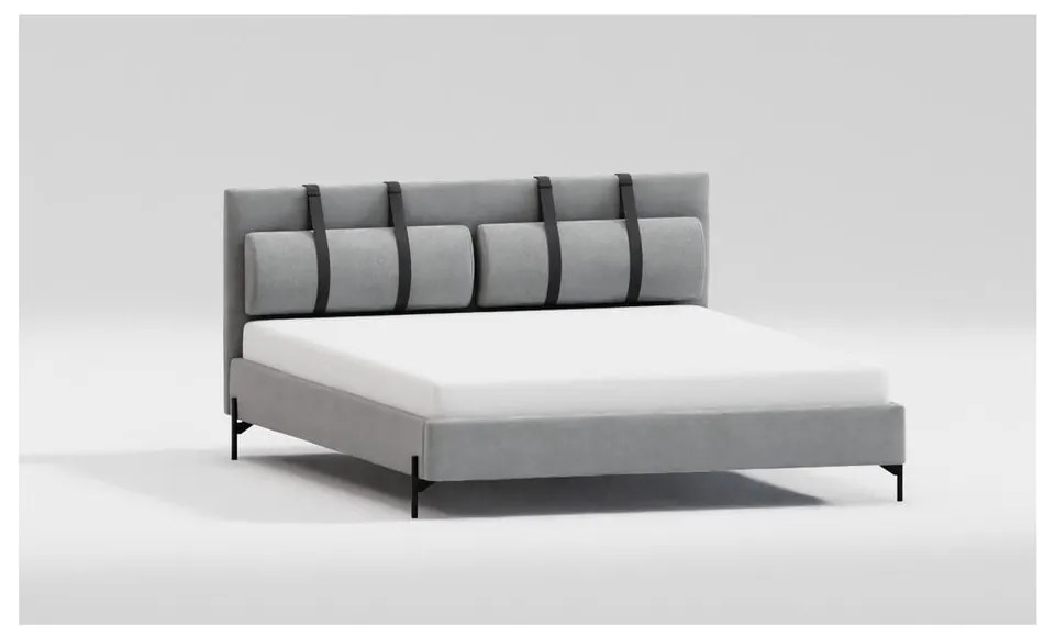 Jasnoszare tapicerowane łóżko ze stelażem 90x200 cm Tulsa – Ropez