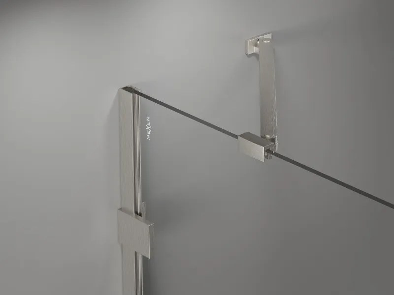 Mexen Lunar drzwi prysznicowe uchylne lewe 155 cm, transparent, nikiel szczotkowany - 834S-155-050-97-00-L