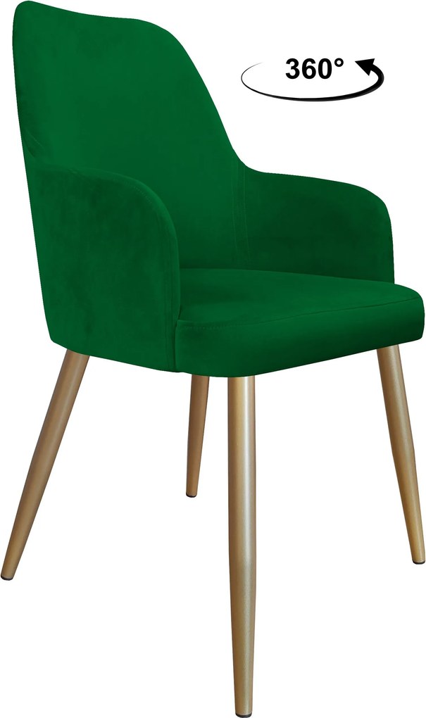 Krzesło WESTA tkanina Welur noga metalowa elegancki styl loftowy : Kolor nogi - Złota stożek, Kolor tkaniny - VELVET - MG25, Typ siedziska - Siedzisko obrotowe 360°