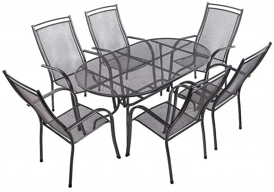 Metalowy zestaw ogrodowy PALMA II. 1 + 6 Stół owalny 190x105 cm