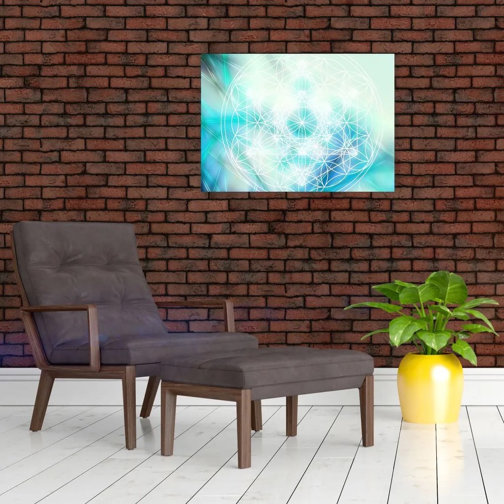 Obraz na szkle - Merkaba w turkusowym tle (70x50 cm)