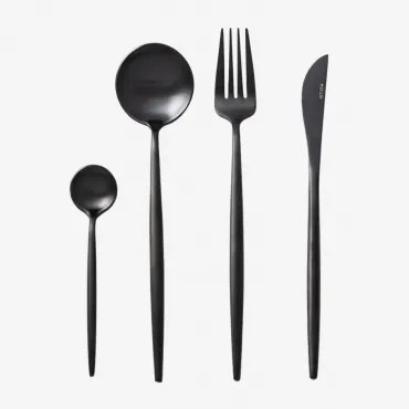 Zestaw Sztućców Noya Mat 16 Szt. Negro - Sklum