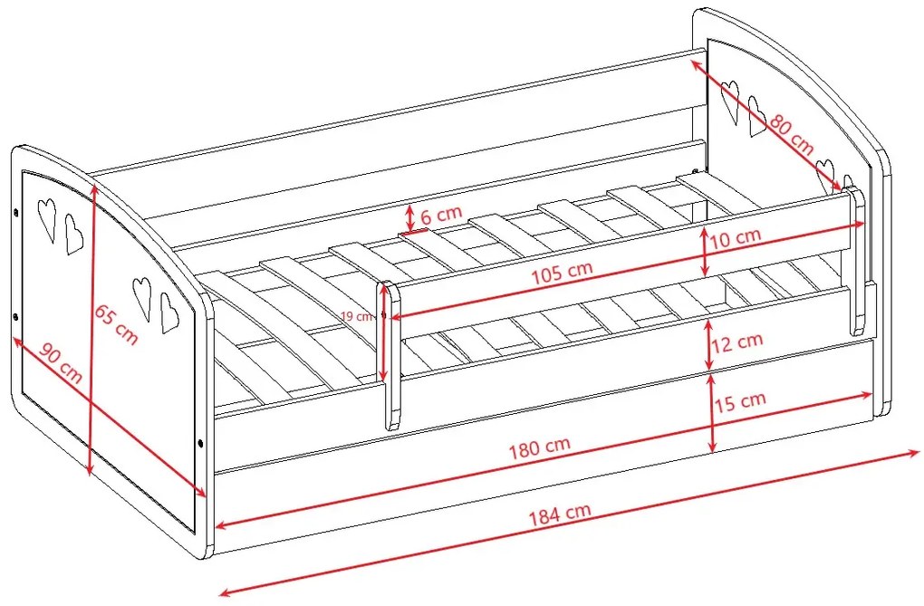 Łóżko dla dziecka z barierką 80x180 T5-Z30