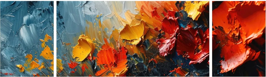 Obraz - Abstrakcyjny obraz kwiatów III. (170x50 cm)