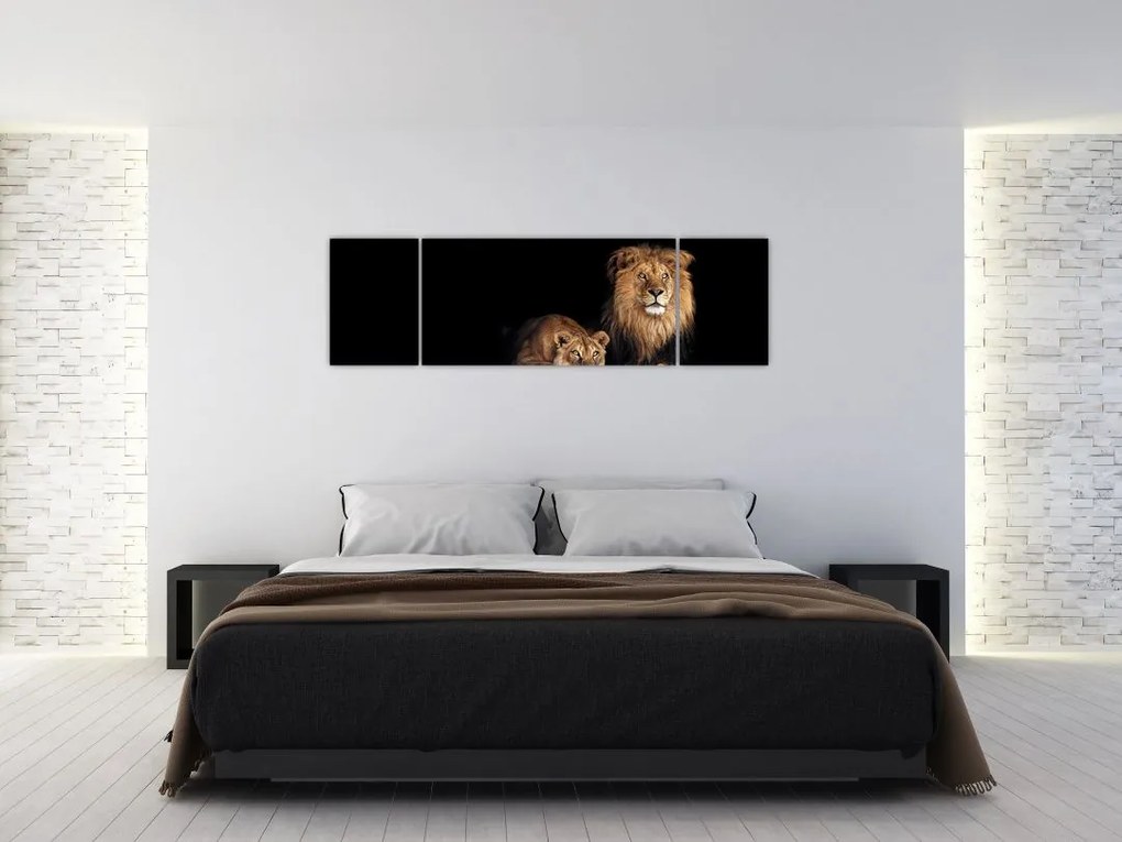 Obraz - Lew i lwica (170x50 cm)