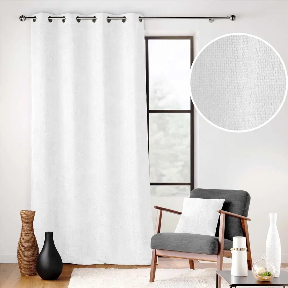 Biała zasłona z szenilu 140x260 cm Leo – douceur d'intérieur