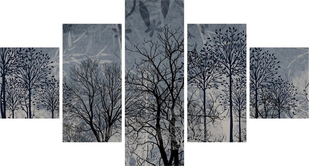 Obraz - Sylwetki drzew z liśćmi (125x70 cm)