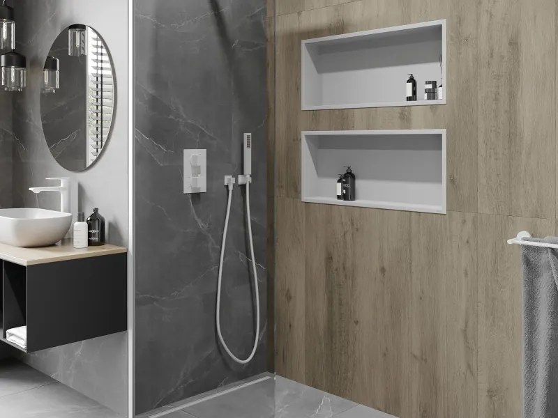 Mexen X-Wall-R półka wnękowa z kołnierzem 75 x 30 cm, biała - 1920753010