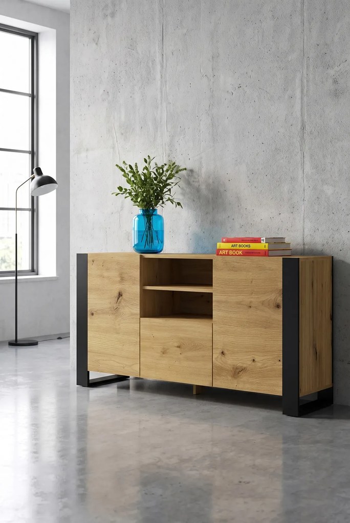 Duża Komoda Do Salonu Dąb Artisan L7-K02
