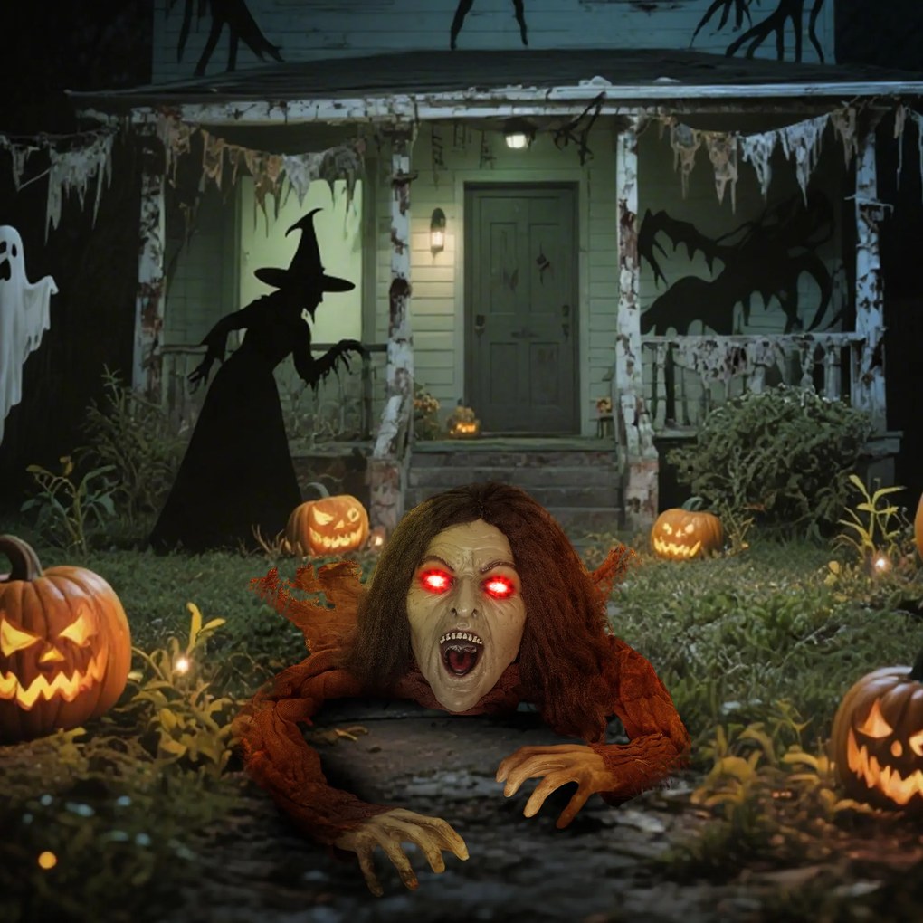 Outsunny Dekoracja Halloweenowa Pełzający Zombi, Dźwięki, Światła, Zasilanie Baterią