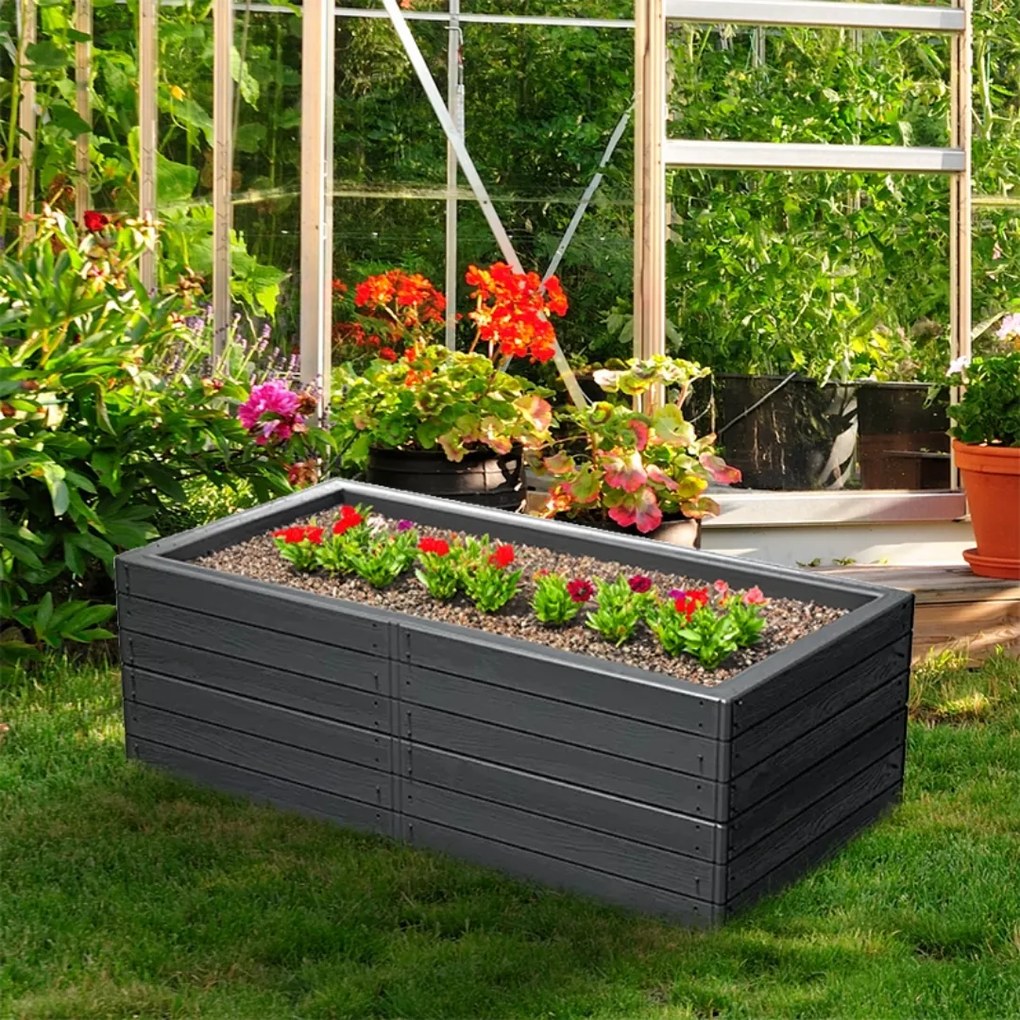 Prosperplast Podwyższona grządka WOODY 149x75,6x25cm, antracytowa