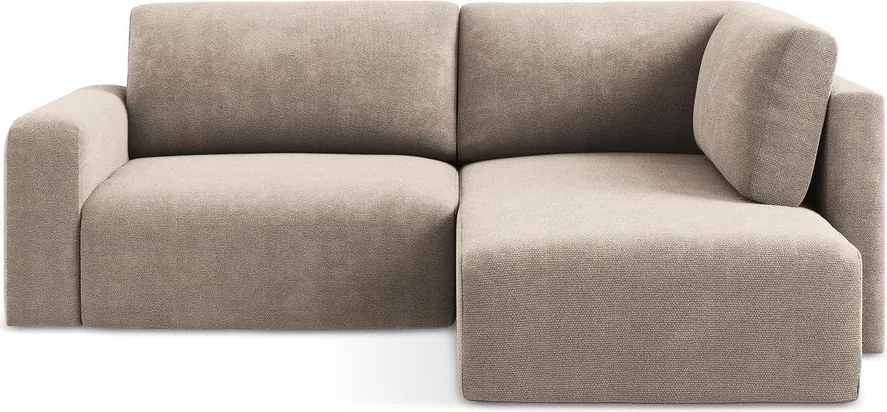 Beżowy rozkładany narożnik ze schowkiem z tkaniny szenilowej (prawostronny/w kształcie litery L) Kona – Makamii