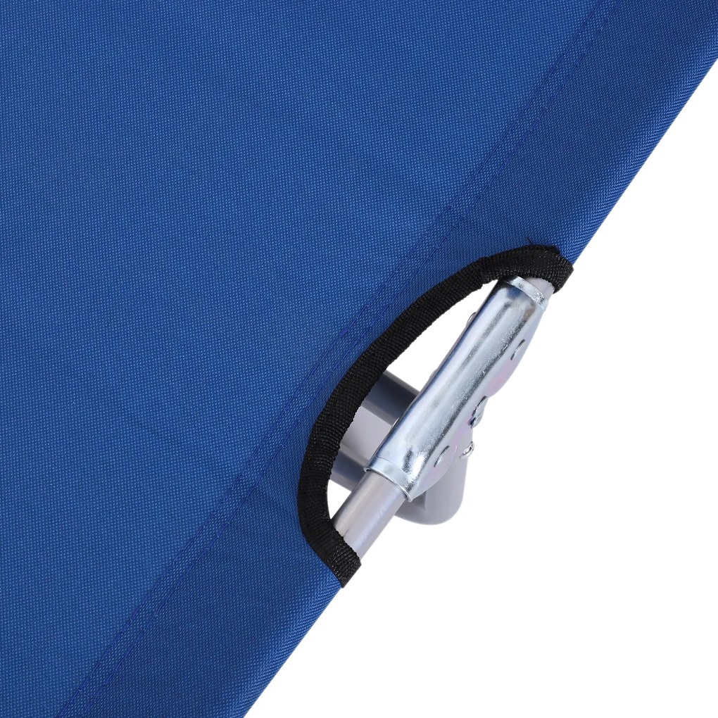 Outsunny Leżak ogrodowy składany z daszkiem przeciwsłonecznym do relaksu niebieski 187x58x36 cm | Aosom PL