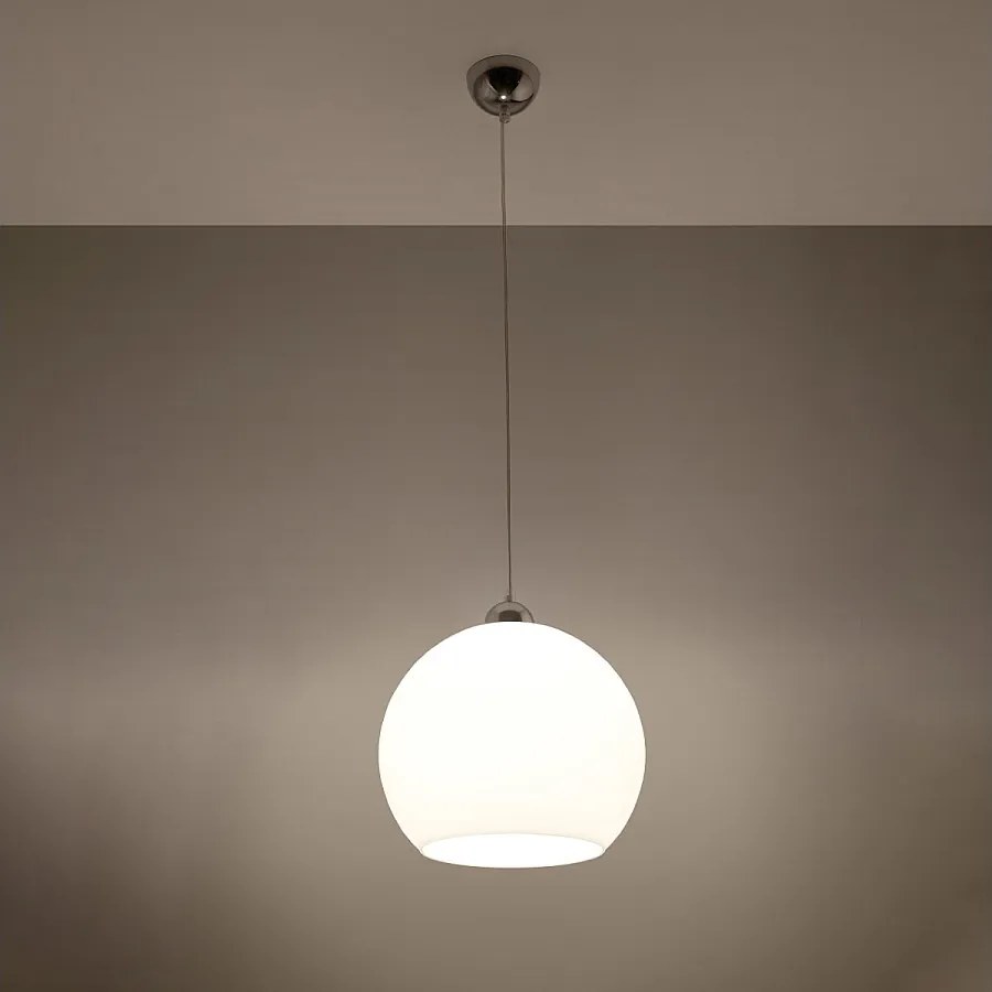 Lampy wiszące minimalistyczny Esfera, stal/szkło - 1 źródło światła 3000K - L.30 x H.120 cm - biały
