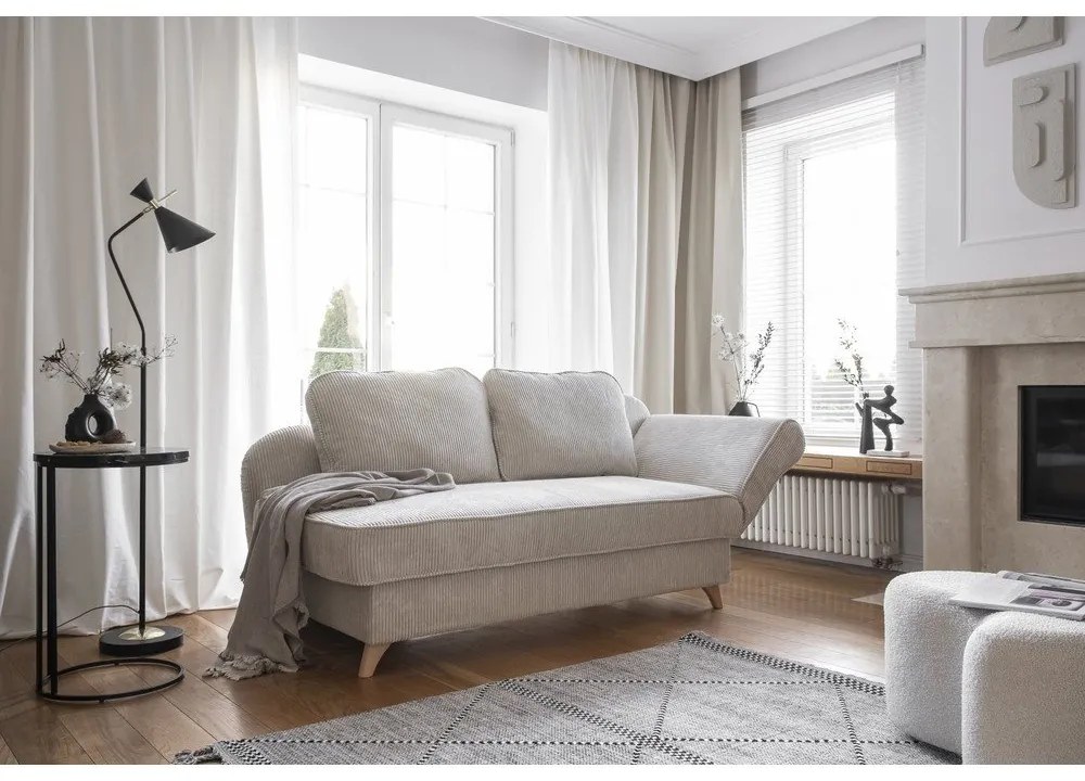 Beżowy sztruksowy szezlong (prawostronny) Chic Charlotte – Miuform