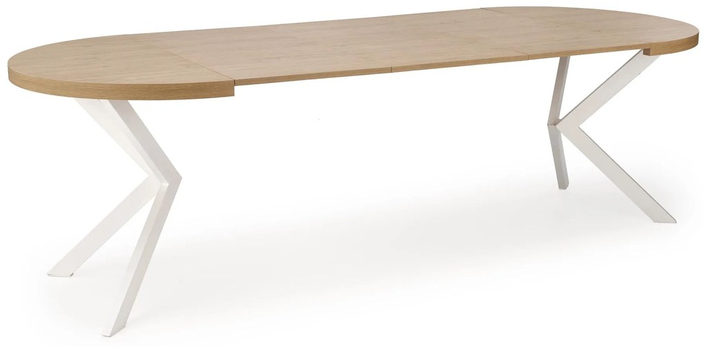 PERONI stół rozkładany fi100-250/100/75 cm dąb złoty biały skandynawski okrągły owalny 4/10 os