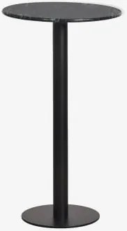 Wysoki, Okrągły Stolik Barowy Ø60 Cm Z Naturalnego Kamienia Xiren Zielony Marmur Big Flower - Czarny - Sklum
