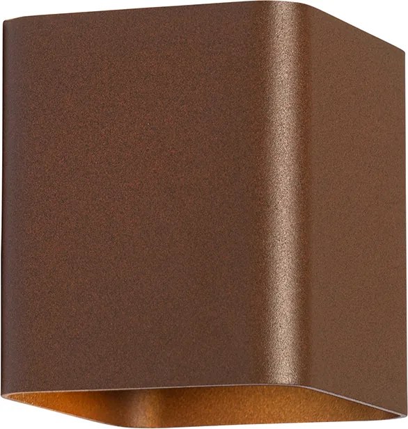 Nowoczesna lampa ścienna rdzawo-brązowa z wbudowanym LED IP54 kwadratowa - Evi