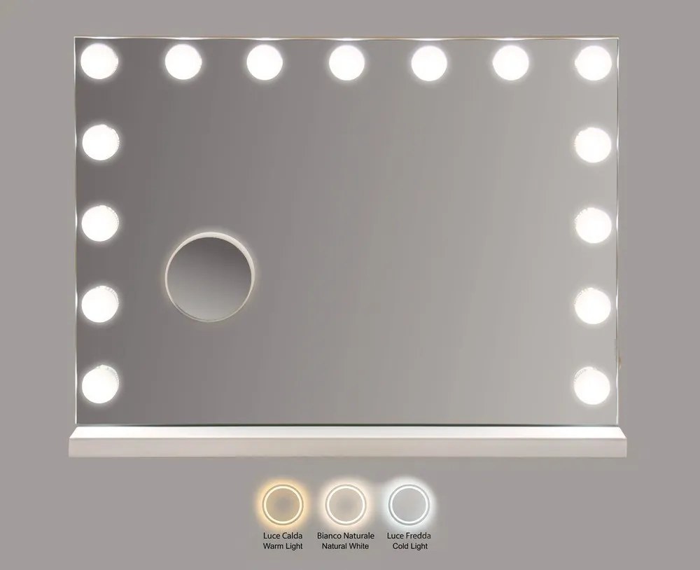 Lustro ścienne w oświetleniem i półką 55x43 cm Hollywood – Mauro Ferretti