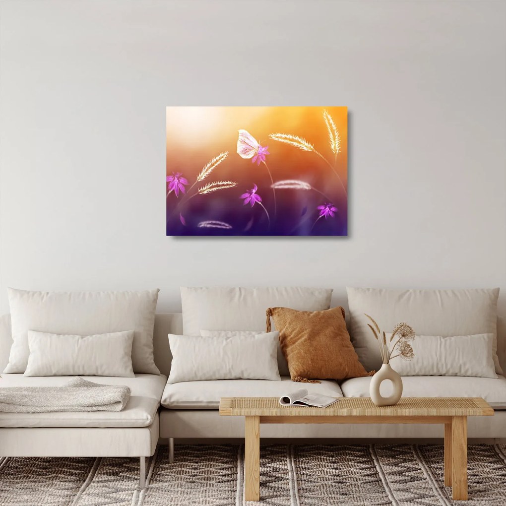 Obraz na szkle - Różowy motyl (70x50 cm)