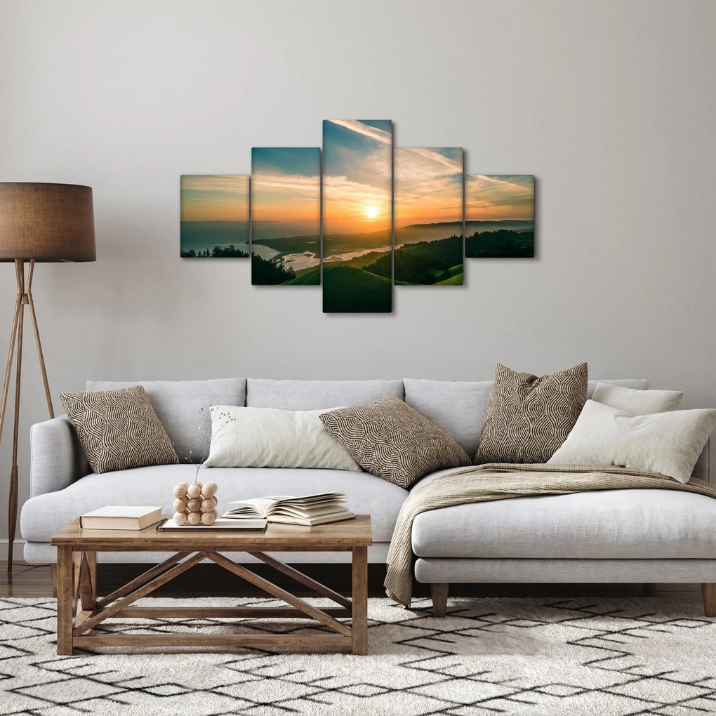 Obraz wschodu słońca nad morzem (125x70 cm)