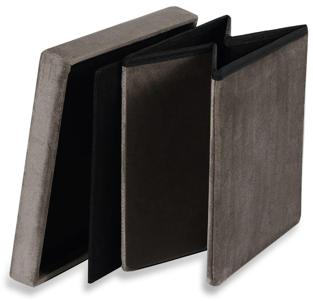 Brązowy składany taboret CUBEXO VELVET M