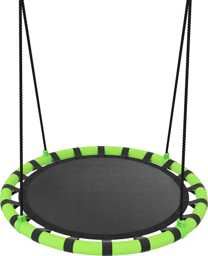 AIYAPLAY Huśtawka dla Dzieci, Wytrzymała do 150 kg, Ø100 x 180H cm, Metal, Pianka, Czarna